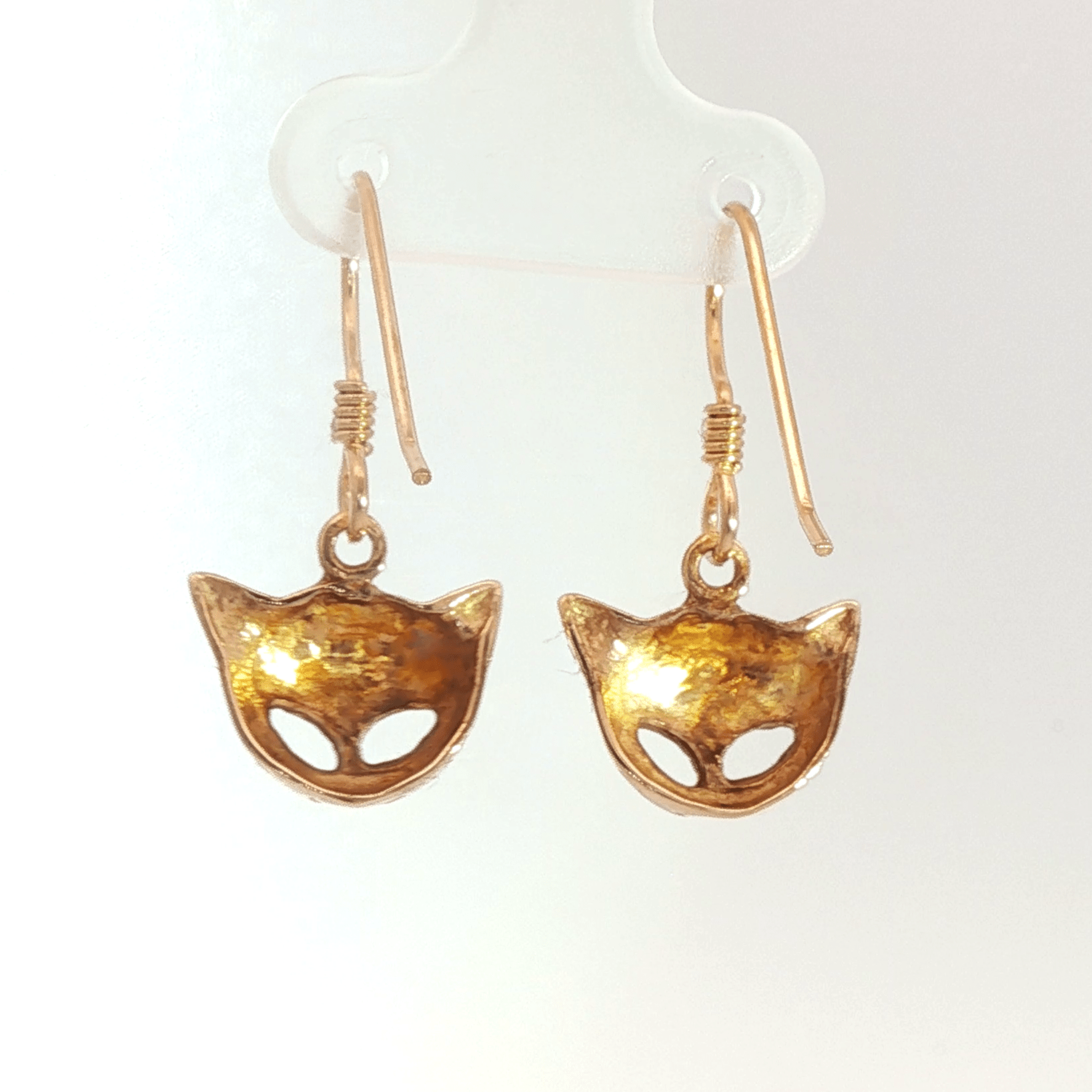 Cat Mask Charm Earrings in Sterling Silver or Antique bronze - Le Dragon Argenté
