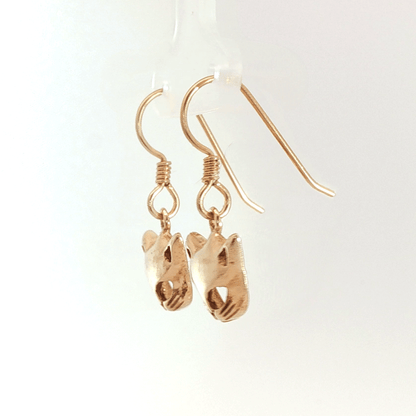 Cat Mask Charm Earrings in Sterling Silver or Antique bronze - Le Dragon Argenté