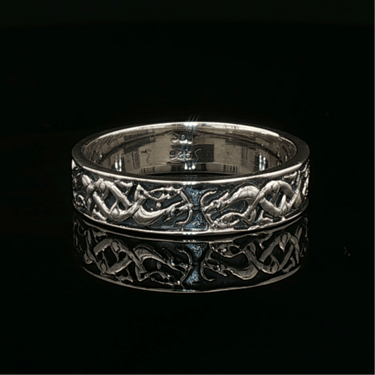 Celtic Hound Band In Sterling Silver - Le Dragon Argenté