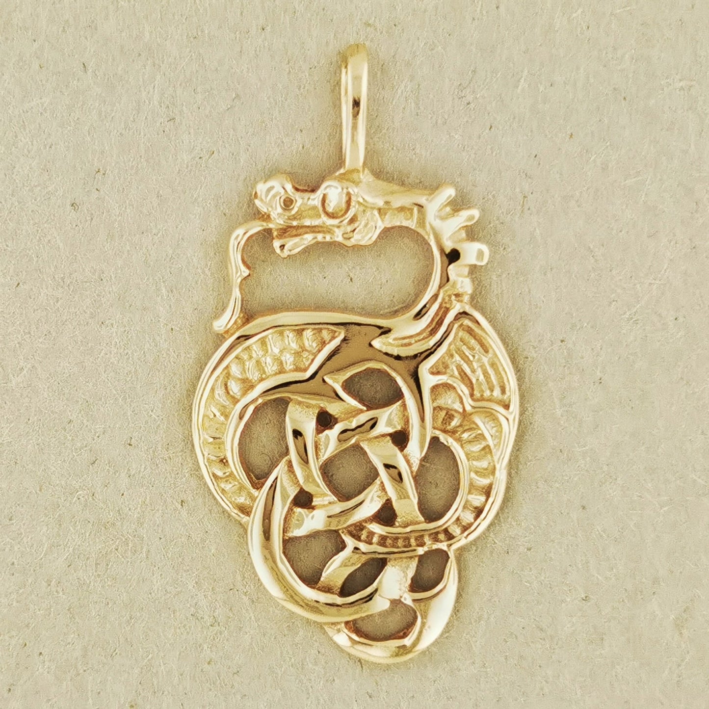 Celtic Knotwork Dragon Pendant in Sterling Silver or Antique Bronze - Le Dragon Argenté