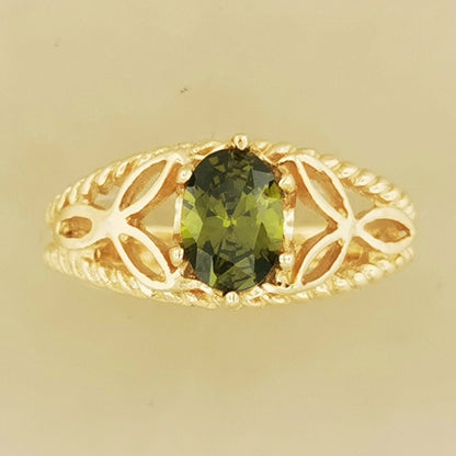 Celtic Knotwork Gemstone Ring in Antique Bronze - Le Dragon Argenté