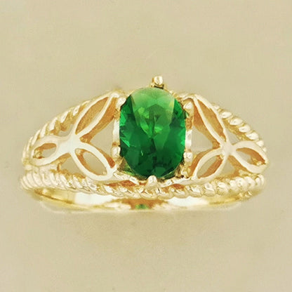 Celtic Knotwork Gemstone Ring in Antique Bronze - Le Dragon Argenté