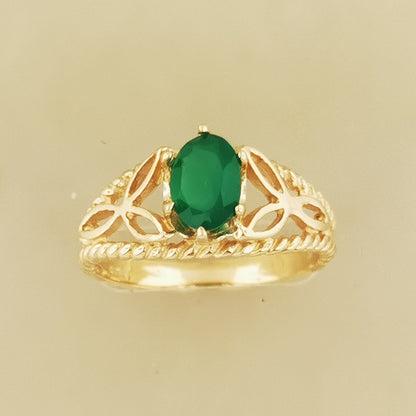 Celtic Knotwork Gemstone Ring in Antique Bronze - Le Dragon Argenté