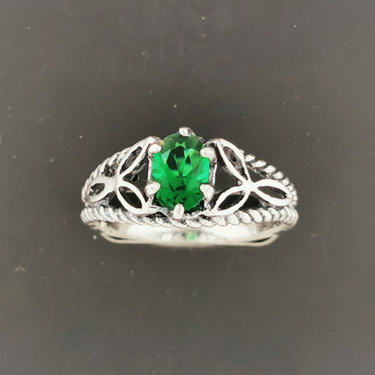 Celtic Triquetra Knotwork Gemstone Ring in Sterling Silver - Le Dragon Argenté