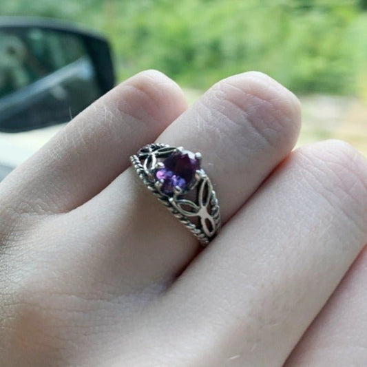 Celtic Triquetra Knotwork Gemstone Ring in Sterling Silver - Le Dragon Argenté