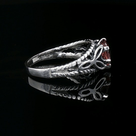 Celtic Triquetra Knotwork Gemstone Ring in Pink Zircon and Sterling Silver - Le Dragon Argenté