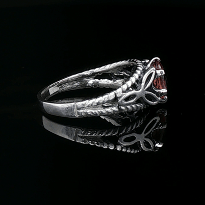 Celtic Triquetra Knotwork Gemstone Ring in Pink Zircon and Sterling Silver - Le Dragon Argenté