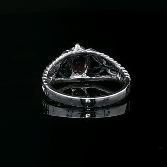 Celtic Triquetra Knotwork Gemstone Ring in Pink Zircon and Sterling Silver - Le Dragon Argenté