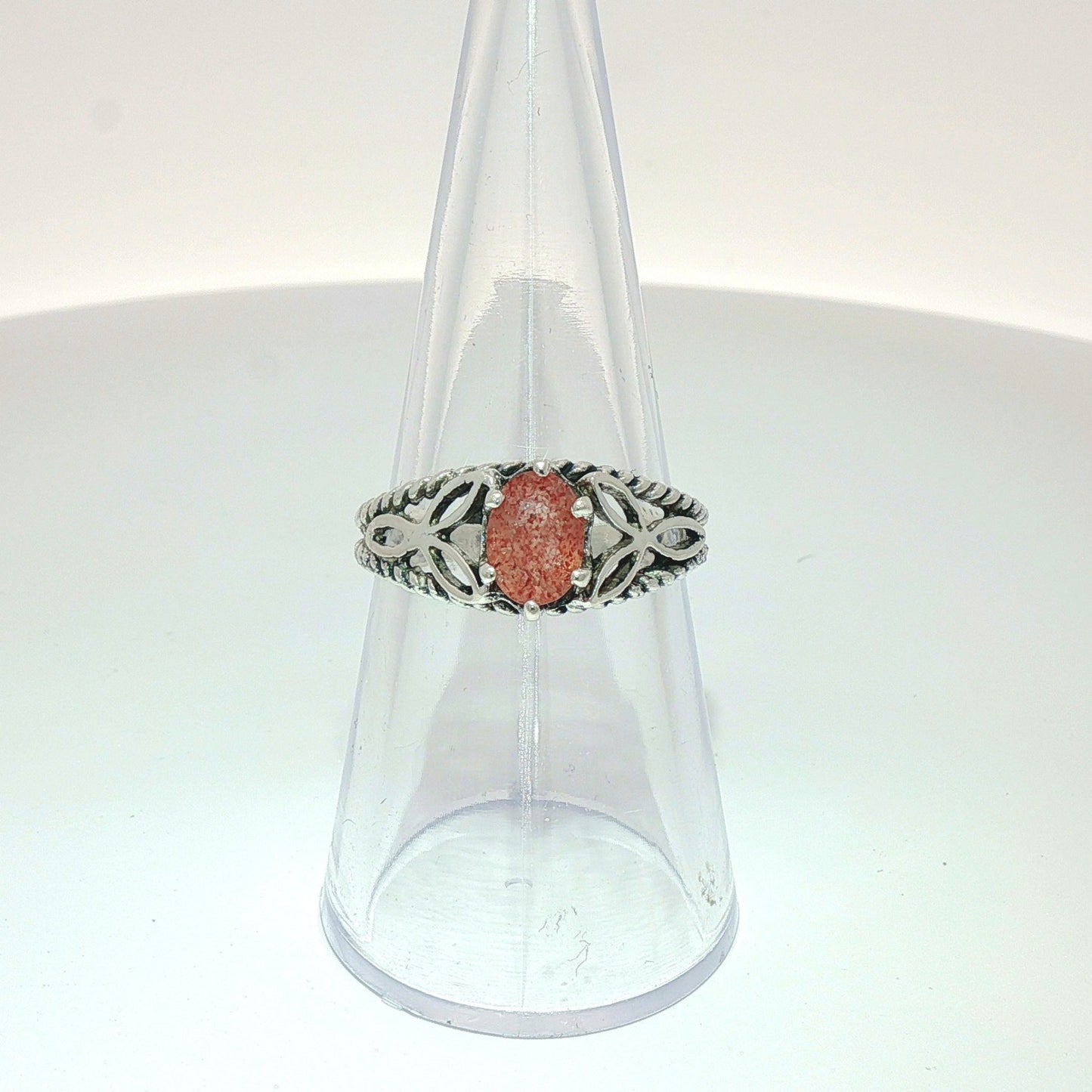 Celtic Triquetra Knotwork Gemstone Ring in Sterling Silver - Le Dragon Argenté