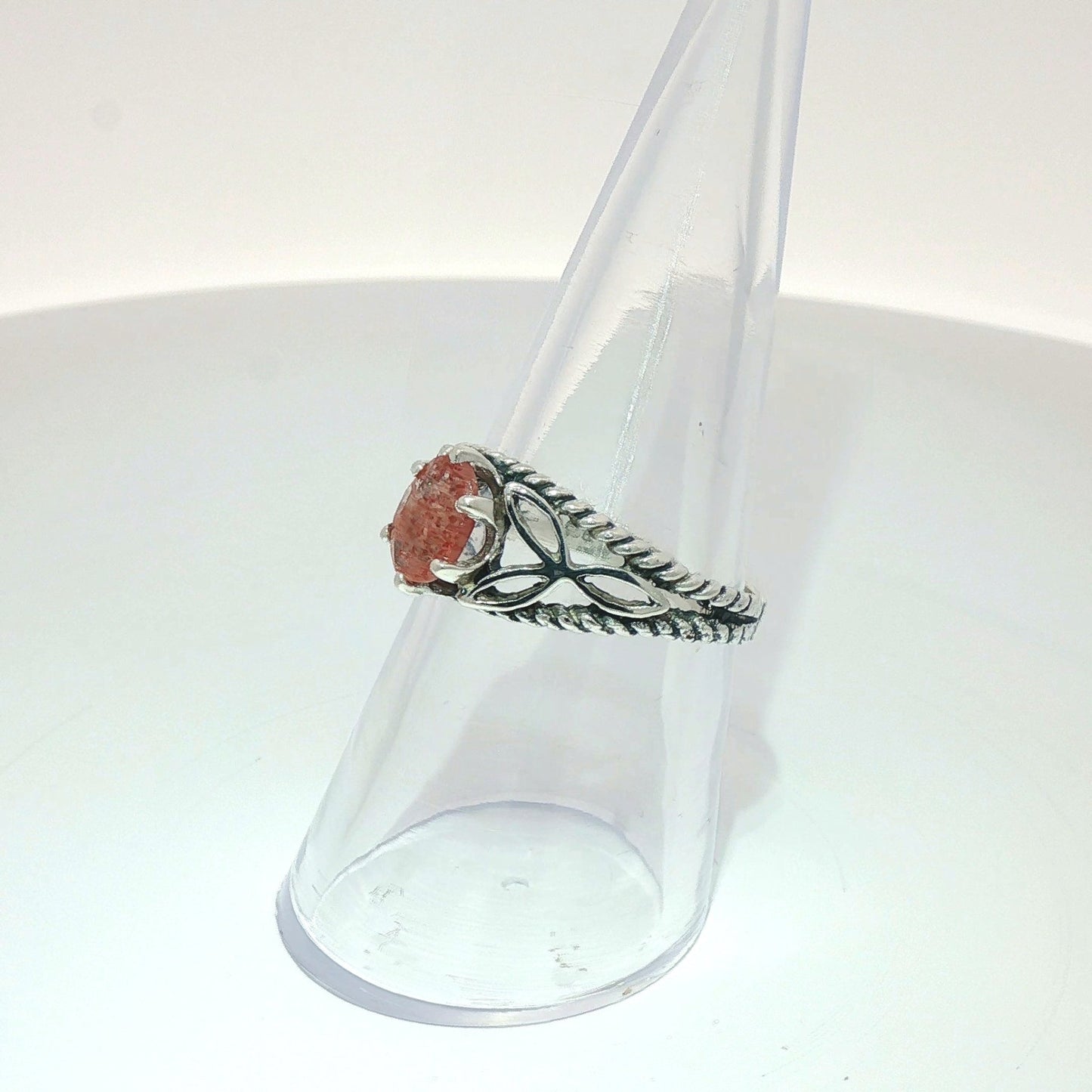 Celtic Triquetra Knotwork Gemstone Ring in Sterling Silver - Le Dragon Argenté