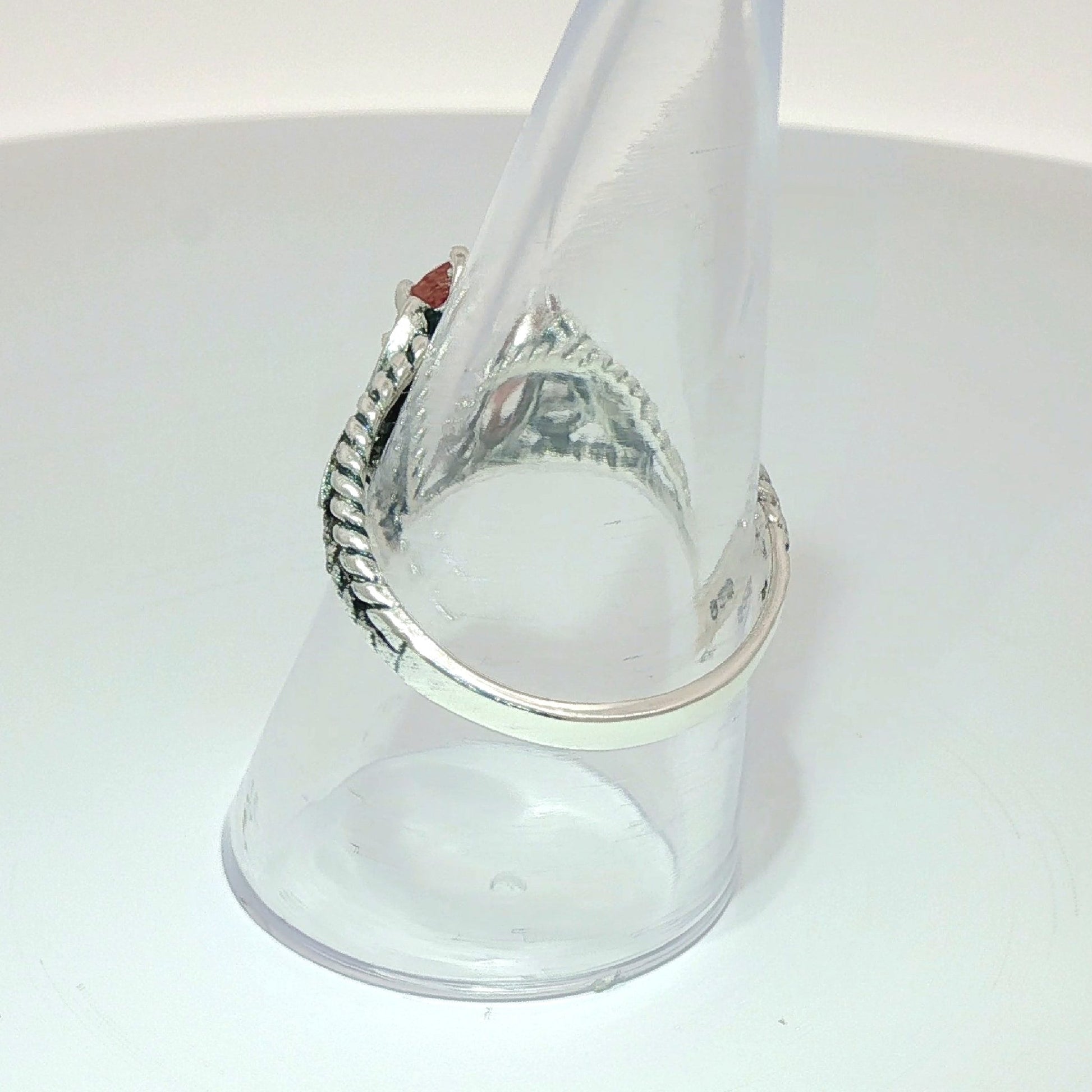 Celtic Triquetra Knotwork Gemstone Ring in Sterling Silver - Le Dragon Argenté