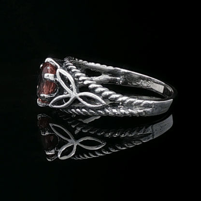 Celtic Triquetra Knotwork Gemstone Ring in Pink Zircon and Sterling Silver - Le Dragon Argenté