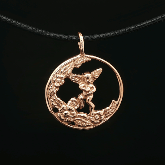 Cherub Charm Pendant in Antique Bronze - Le Dragon Argenté - Live Sale - 