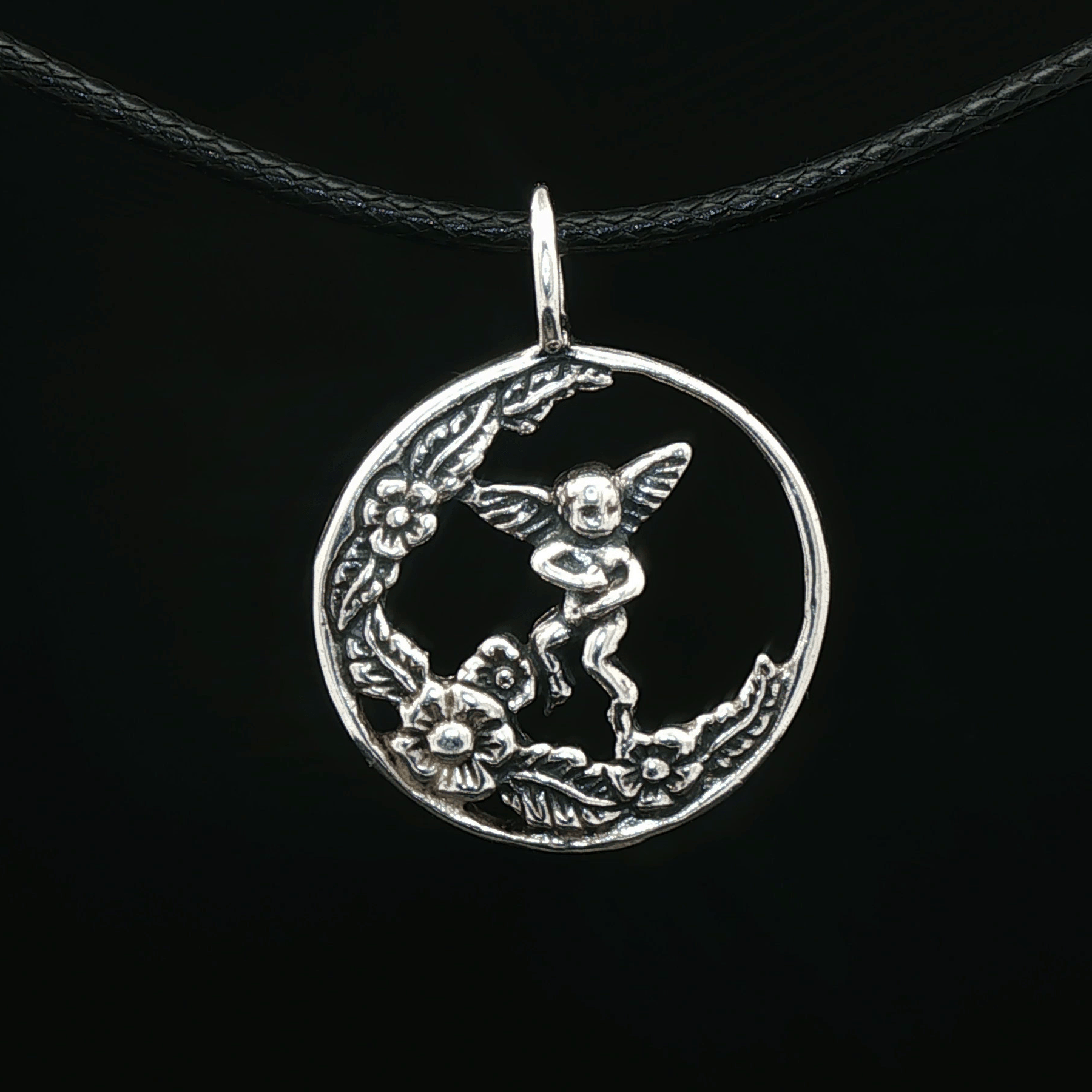 Cherub Charm Pendant in Sterling Silver - Le Dragon Argenté - Live Sale - 
