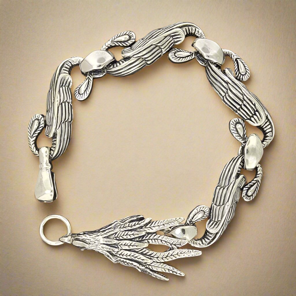 Chinese Phoenix Bracelet in Sterling Silver or Antique Bronze made to order - Le Dragon Argenté