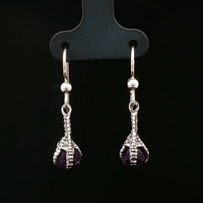 Claw dangle earrings with gemstone bead - Le Dragon Argenté - bronze earrings - dangle earrings - dragon claw earrings