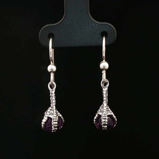 Claw dangle earrings with gemstone bead - Le Dragon Argenté - bronze earrings - dangle earrings - dragon claw earrings