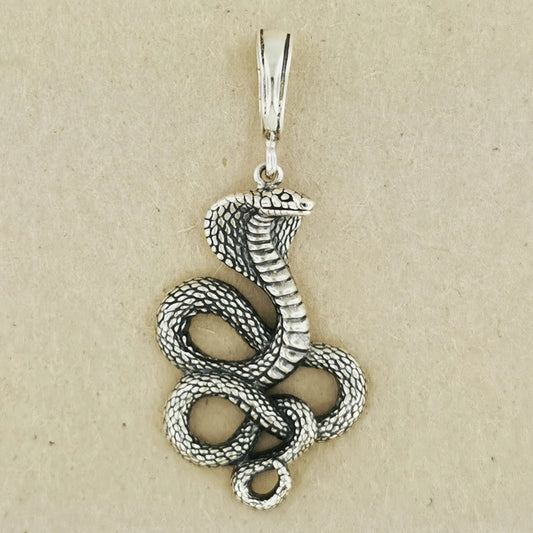 Cobra Pendant in Sterling Silver or Antique Bronze - Le Dragon Argenté