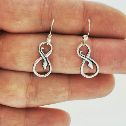 Coiled Snake Charm Earrings in Sterling Silver or Antique Bronze - Le Dragon Argenté