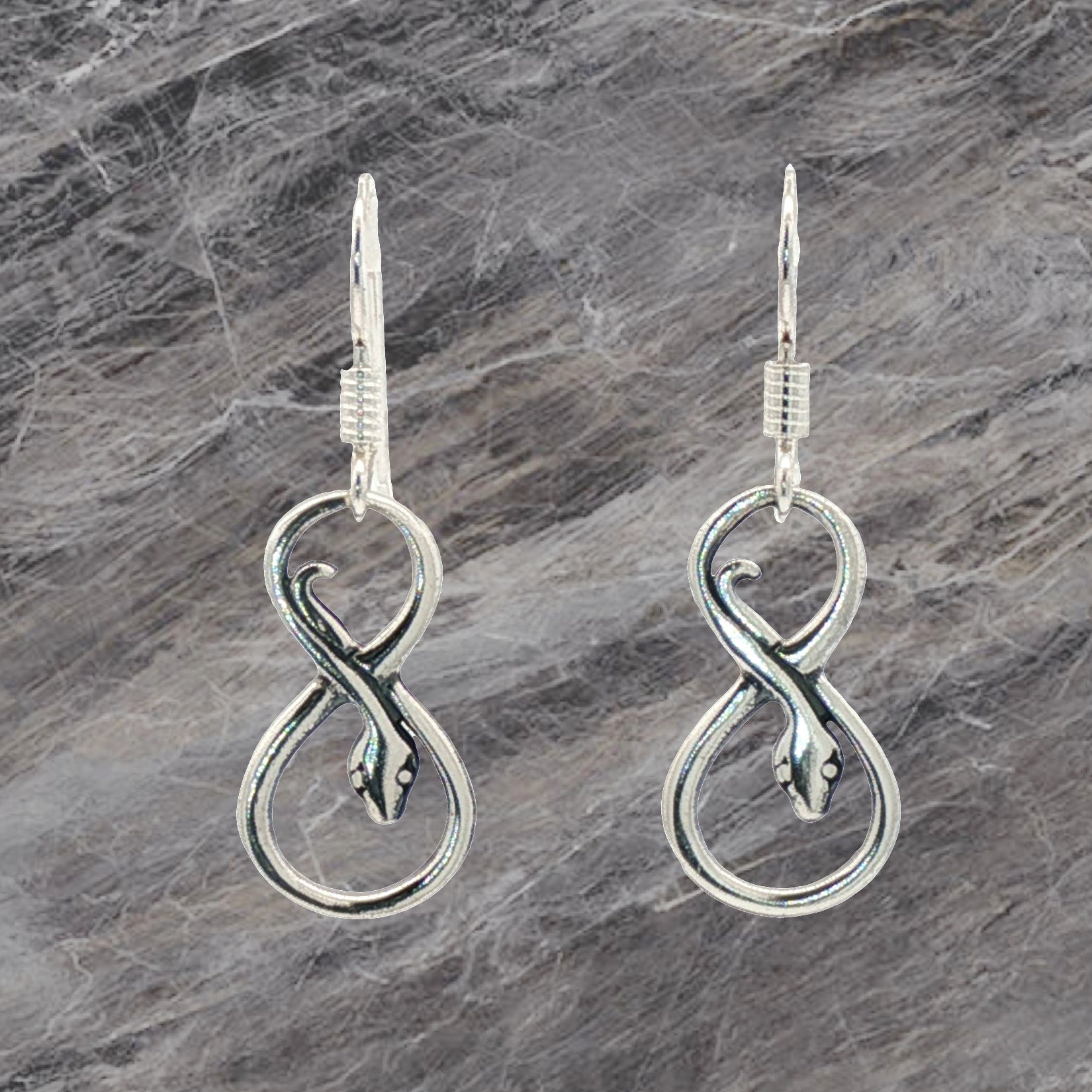 Coiled Snake Charm Earrings in Sterling Silver – Handmade Serpent Jewellery by Le Dragon Argenté