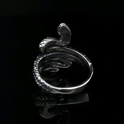 Coiled Snake Ring in Sterling Silver or Antique Bronze - Le Dragon Argenté