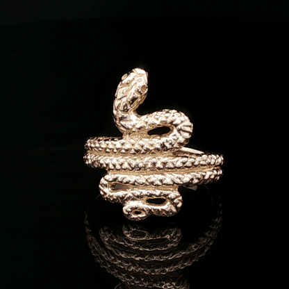 Coiled Snake Ring in Sterling Silver or Antique Bronze - Le Dragon Argenté