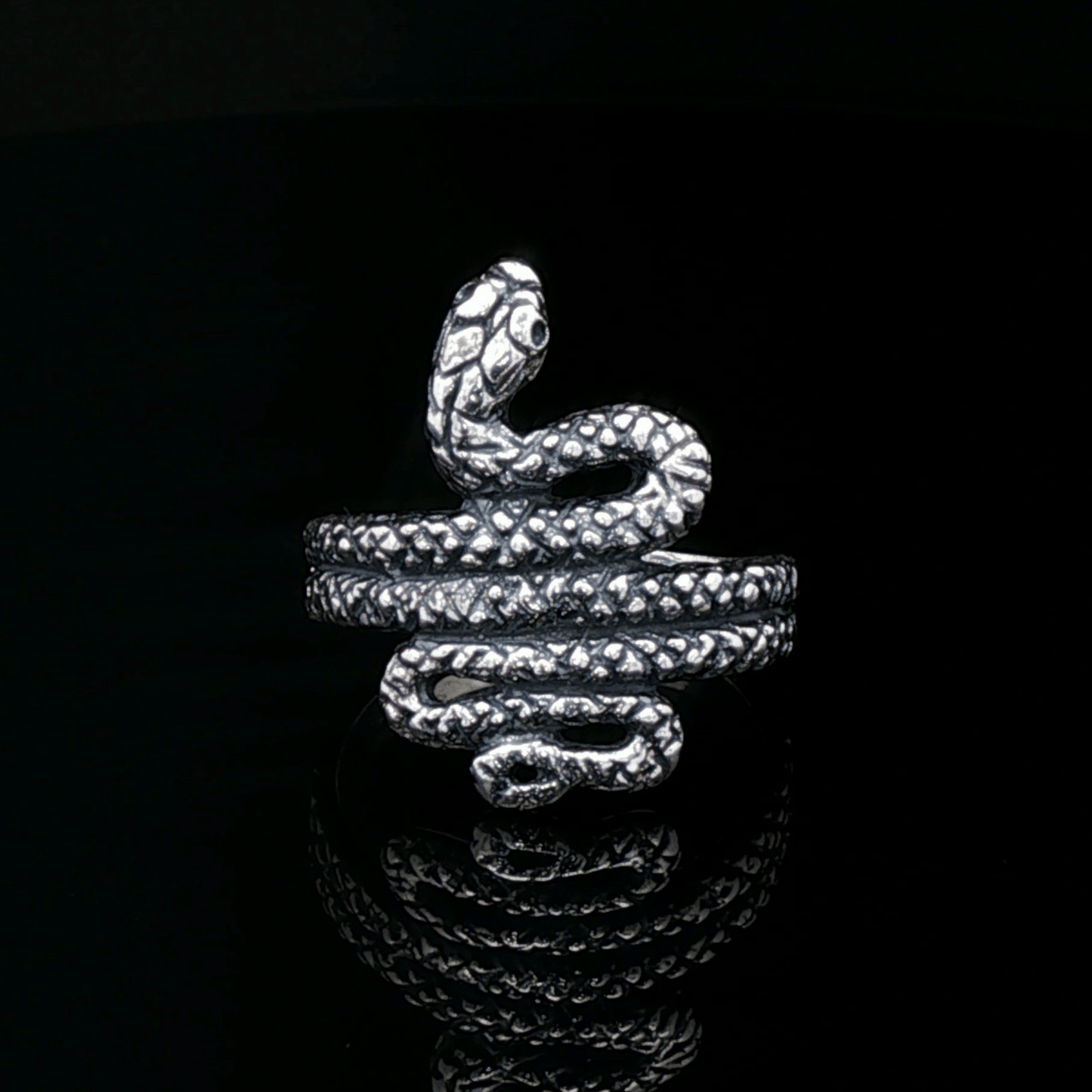 Coiled Snake Ring in Sterling Silver or Antique Bronze - Le Dragon Argenté