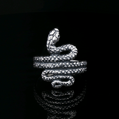 Coiled Snake Ring in Sterling Silver or Antique Bronze - Le Dragon Argenté