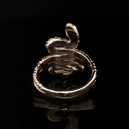 Coiled Snake Ring in Sterling Silver or Antique Bronze - Le Dragon Argenté