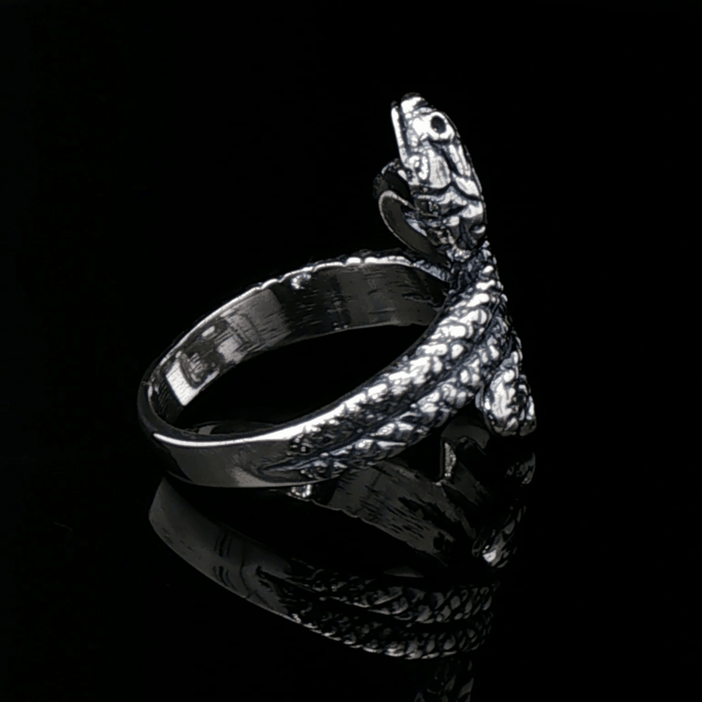 Coiled Snake Ring in Sterling Silver or Antique Bronze - Le Dragon Argenté