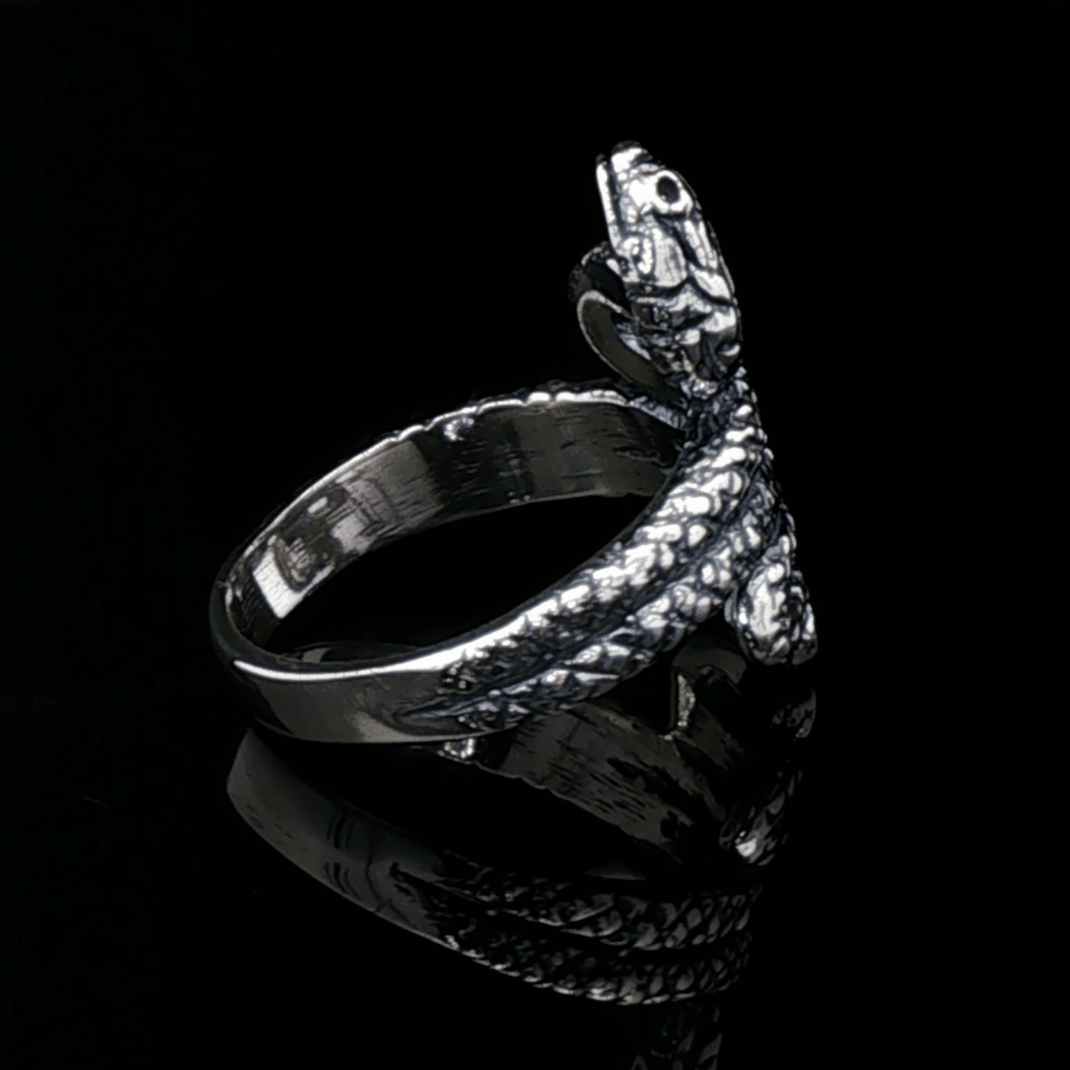 Coiled Snake Ring in Sterling Silver or Antique Bronze - Le Dragon Argenté