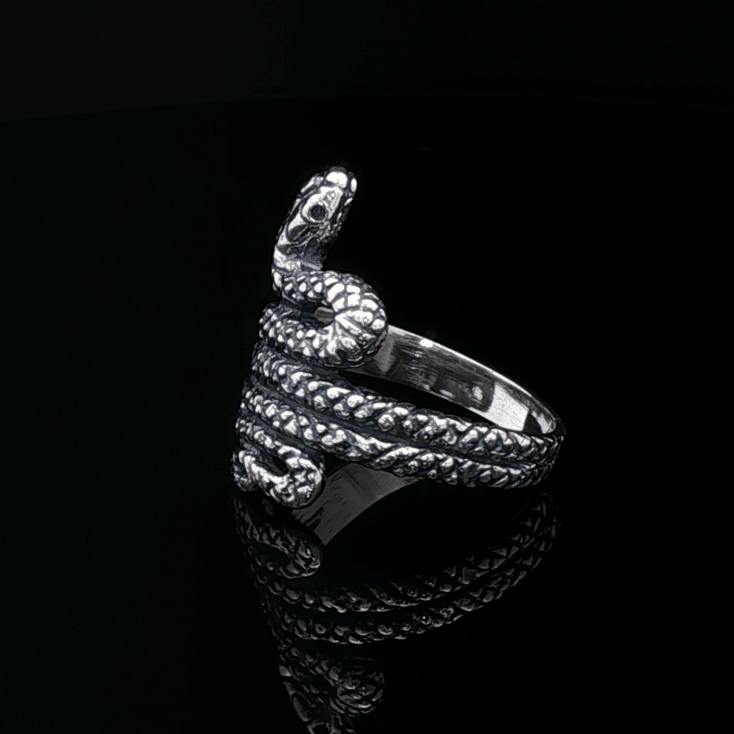 Coiled Snake Ring in Sterling Silver or Antique Bronze - Le Dragon Argenté