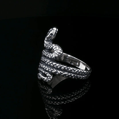 Coiled Snake Ring in Sterling Silver or Antique Bronze - Le Dragon Argenté
