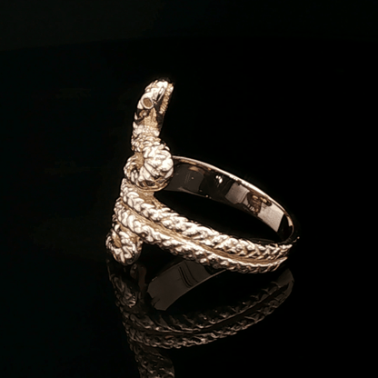 Coiled Snake Ring in Sterling Silver or Antique Bronze - Le Dragon Argenté