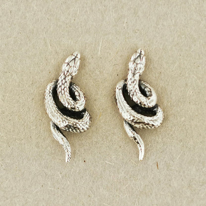 Coiled Snake Stud Earrings in Solid Gold - Le Dragon Argenté