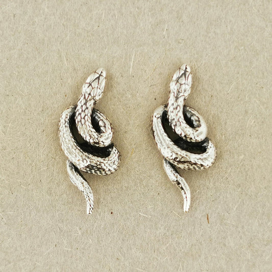 Coiled Snake Stud Earrings in Solid Gold - Le Dragon Argenté