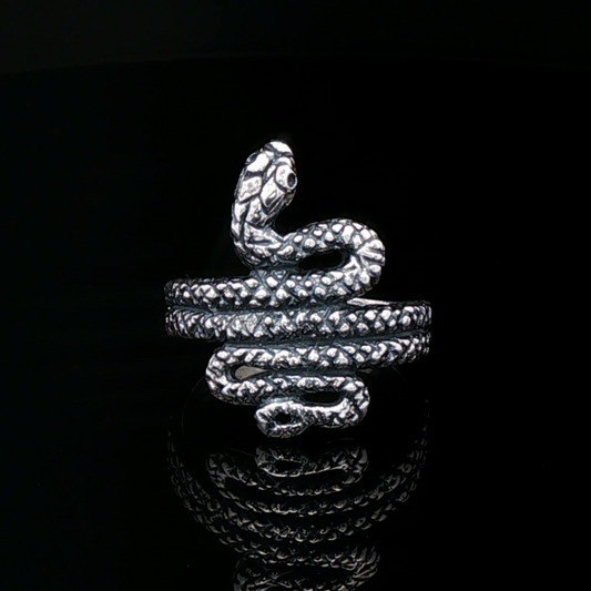 Coiled Snake Ring in Sterling Silver or Antique Bronze - Le Dragon Argenté