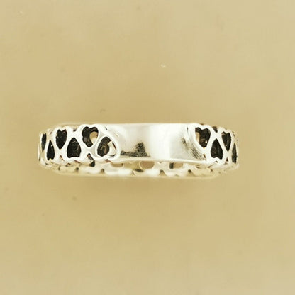 Connected Hearts Band Ring in sterling silver with linked heart design by Le Dragon Argenté