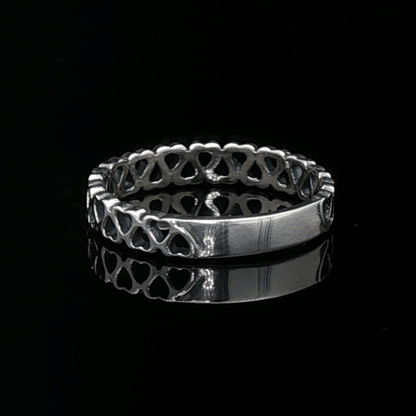 Connected Hearts Band Ring in sterling silver with linked heart design by Le Dragon Argenté