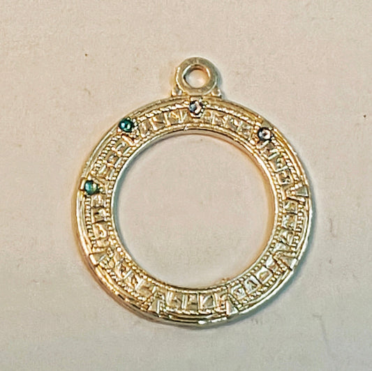 Custom Stargate Pendant in Sterling Silver with Stones - Le Dragon Argenté