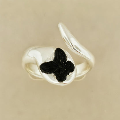 Ghost Death Butterfly Adjustable Ring in Sterling Silver or Antique Bronze