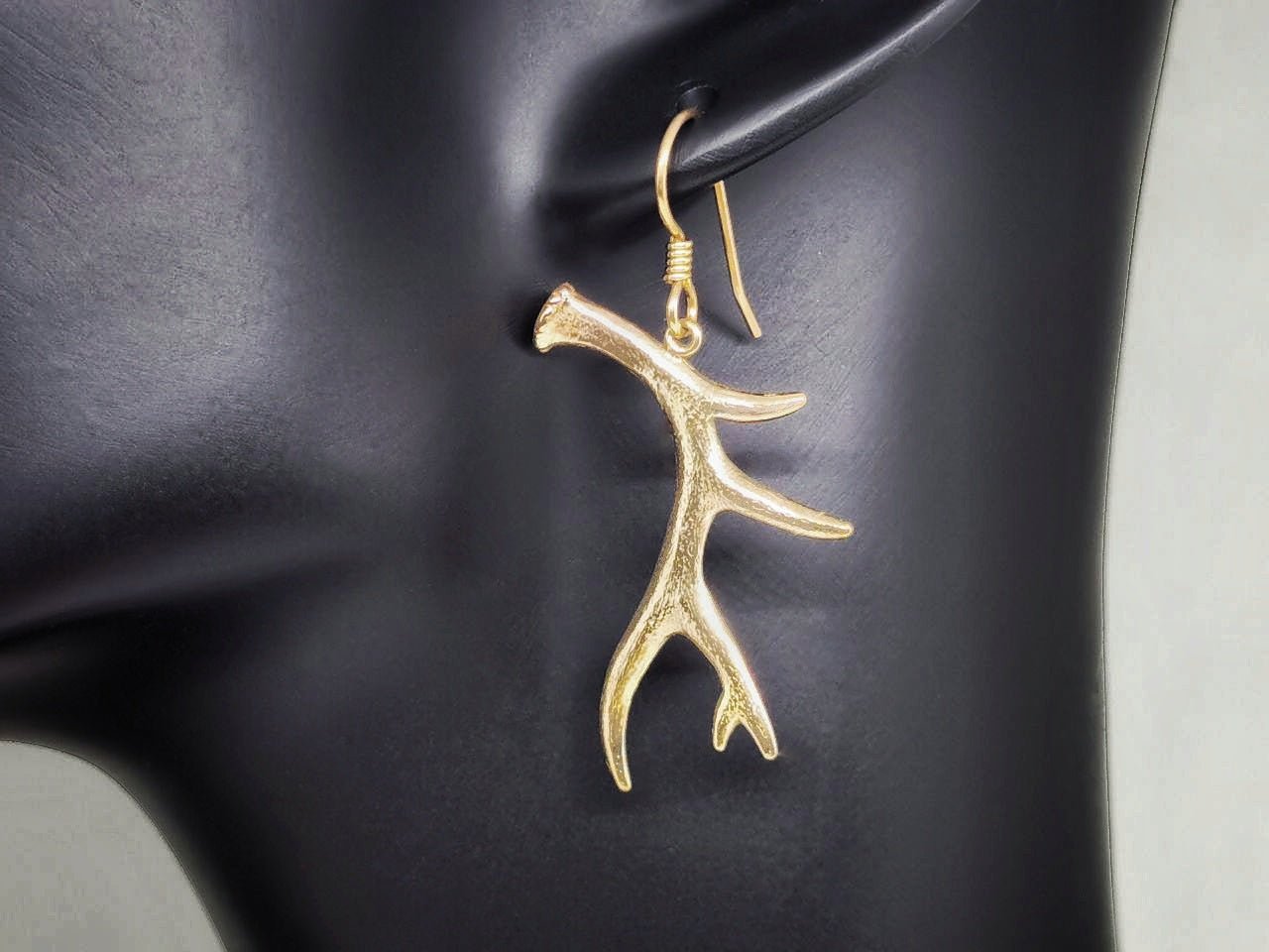 Deer Antler Earrings in Sterling Silver or Antique Bronze - Le Dragon Argenté