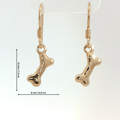 Pet themed dog bone charm earrings in sterling silver, antique bronze or stainless steel - Le Dragon Argenté