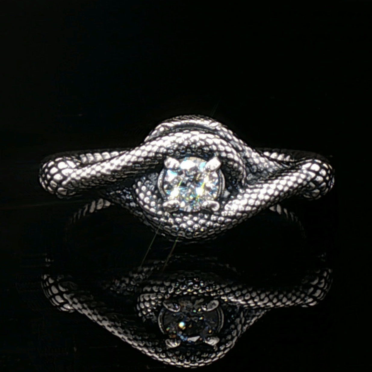 Double Snake Eternity Birthstone Ring - Le Dragon Argenté - 50s snake ring - antique bronze snake ring - birthstone Option