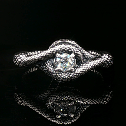 Double Snake Eternity Birthstone Ring - Le Dragon Argenté - 50s snake ring - antique bronze snake ring - birthstone Option