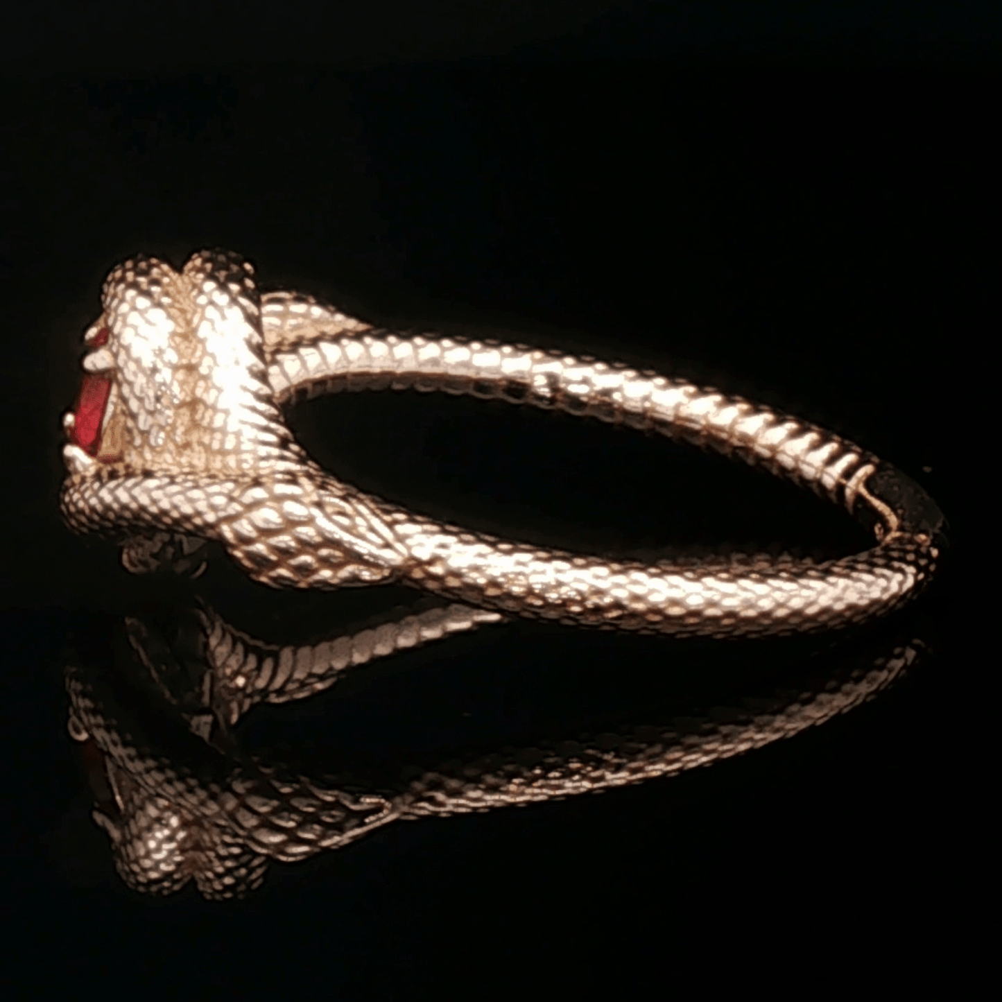 Double Snake Eternity Birthstone Ring - Le Dragon Argenté - 50s snake ring - antique bronze snake ring - birthstone Option