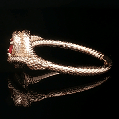 Double Snake Eternity Birthstone Ring - Le Dragon Argenté - 50s snake ring - antique bronze snake ring - birthstone Option