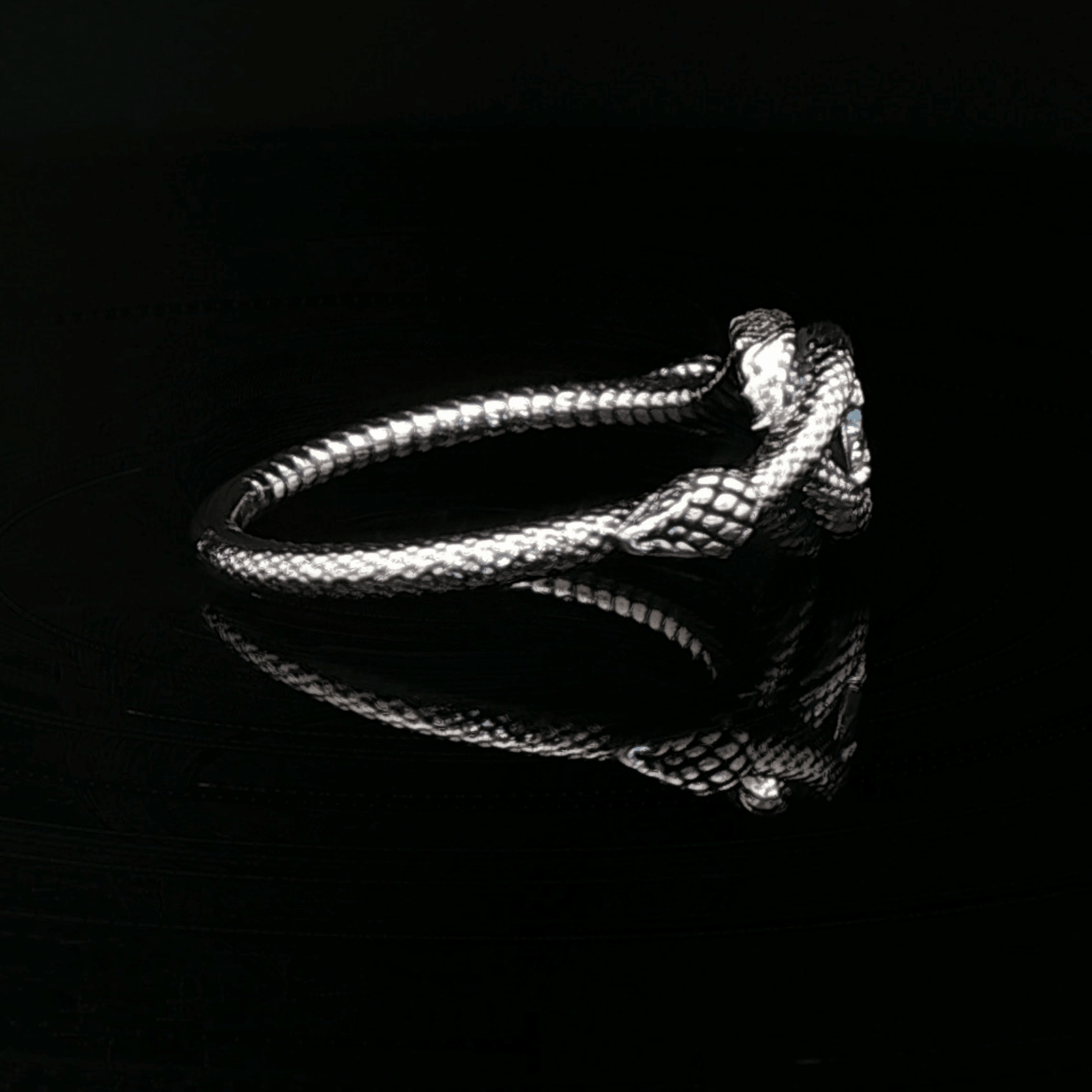 Double Snake Eternity Birthstone Ring - Le Dragon Argenté - 50s snake ring - antique bronze snake ring - birthstone Option