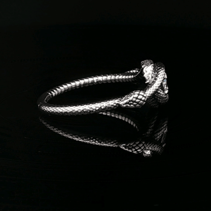 Double Snake Eternity Birthstone Ring - Le Dragon Argenté - 50s snake ring - antique bronze snake ring - birthstone Option