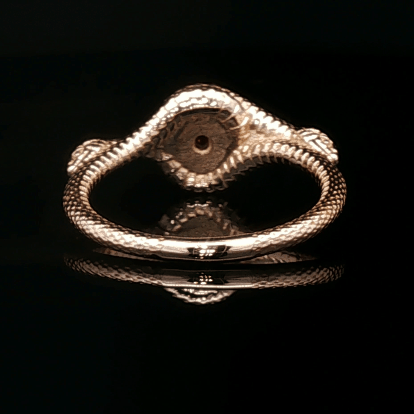 Double Snake Eternity Birthstone Ring - Le Dragon Argenté - 50s snake ring - antique bronze snake ring - birthstone Option